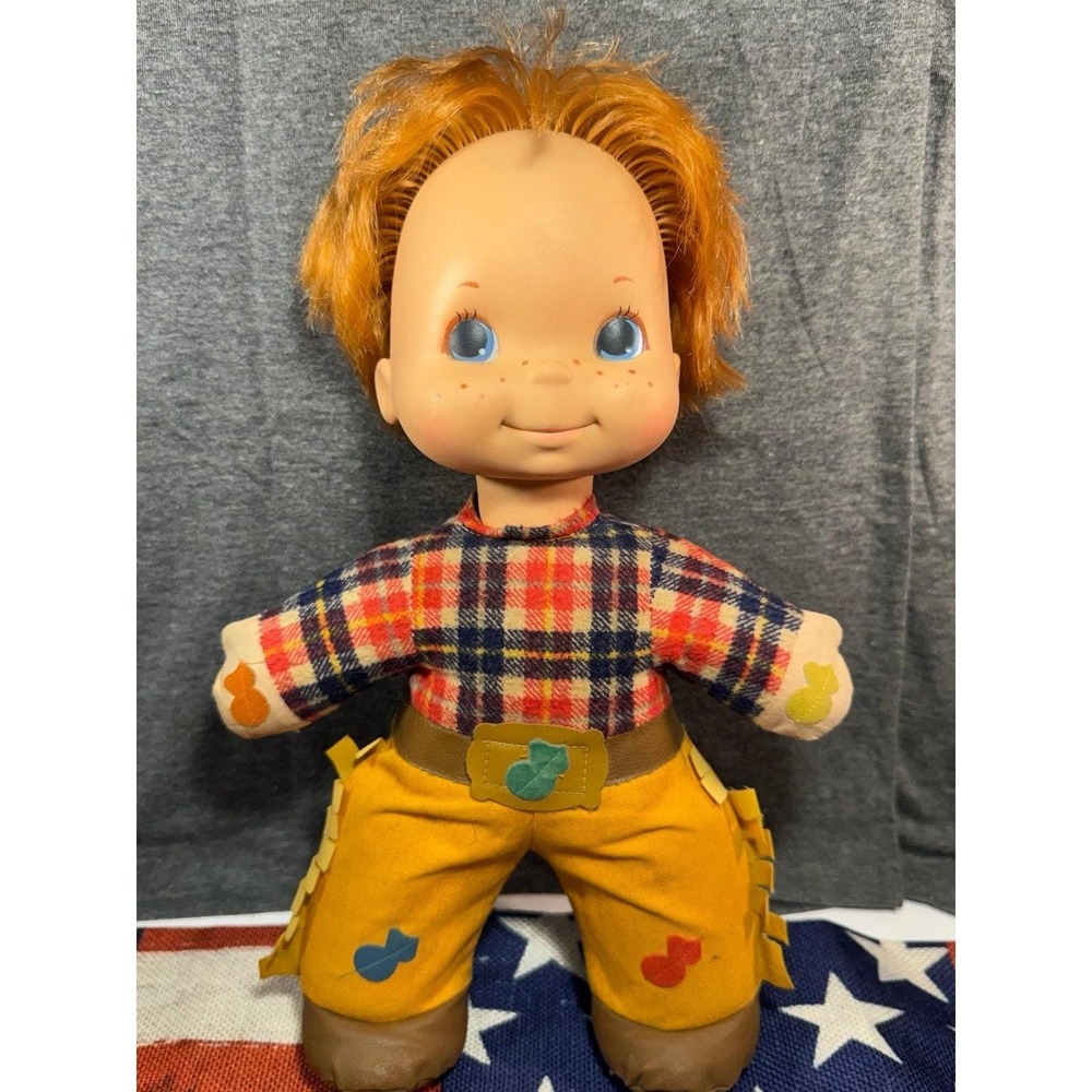 Vintage 1974 Mattel Love Notes Bucky Doll Cowboy Musical Toy Red Hair Plaid Chap